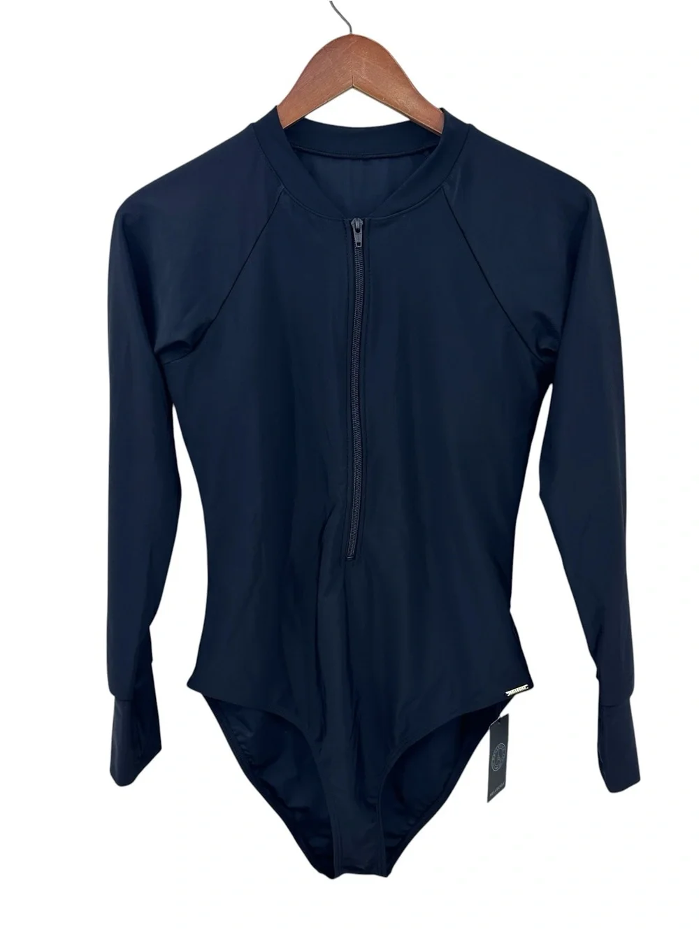 New RELLECIGA Swimsuit Long Sleeve One Piece Front Zip Black